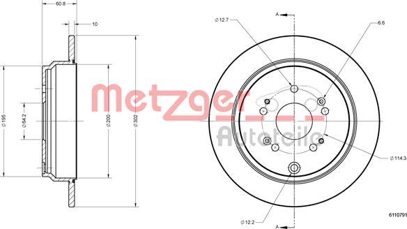 Metzger 6110791 - Спирачен диск vvparts.bg