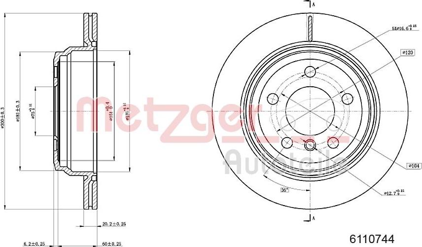 Metzger 6110744 - Спирачен диск vvparts.bg