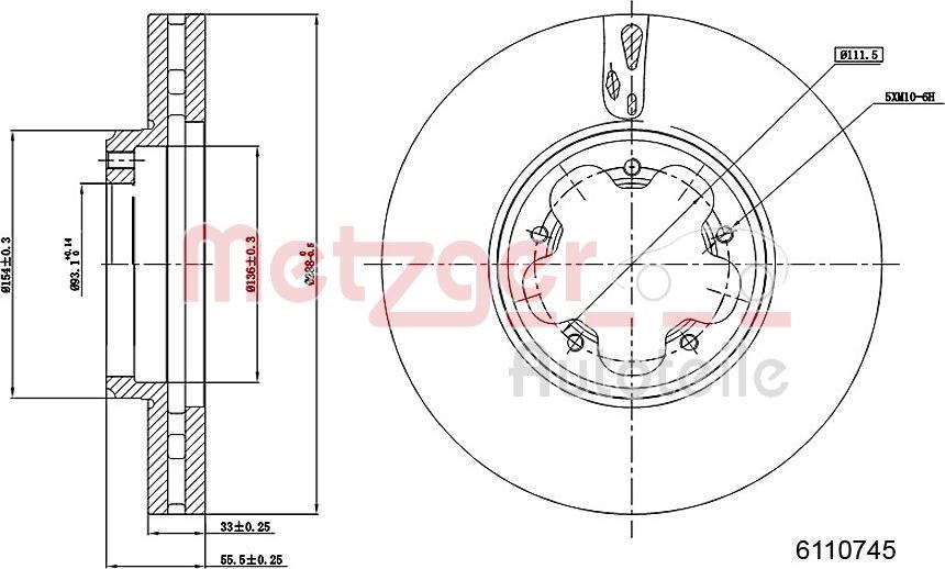 Metzger 6110745 - Спирачен диск vvparts.bg