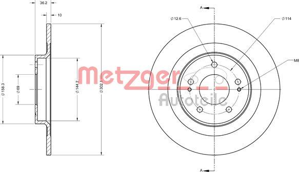 Metzger 6110741 - Спирачен диск vvparts.bg