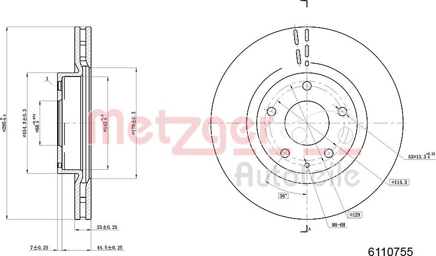 Metzger 6110755 - Спирачен диск vvparts.bg