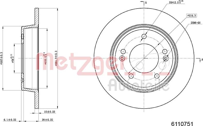 Metzger 6110751 - Спирачен диск vvparts.bg