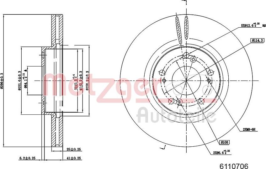 Metzger 6110706 - Спирачен диск vvparts.bg