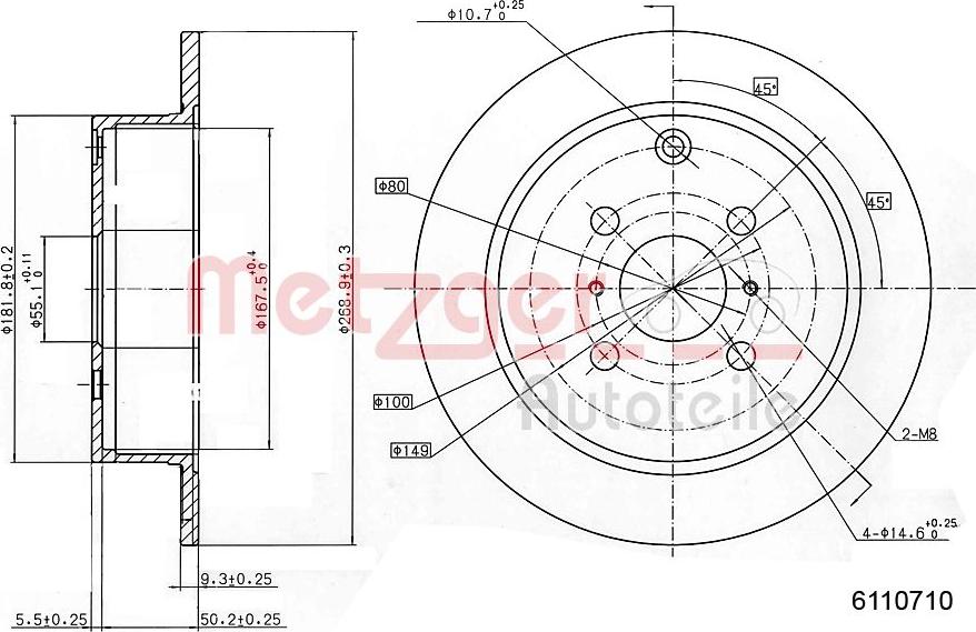 Metzger 6110710 - Спирачен диск vvparts.bg