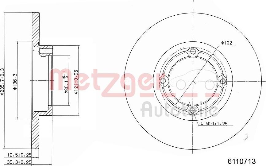 Metzger 6110713 - Спирачен диск vvparts.bg