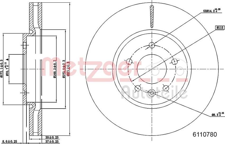 Metzger 6110780 - Спирачен диск vvparts.bg