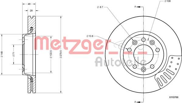 Metzger 6110788 - Спирачен диск vvparts.bg