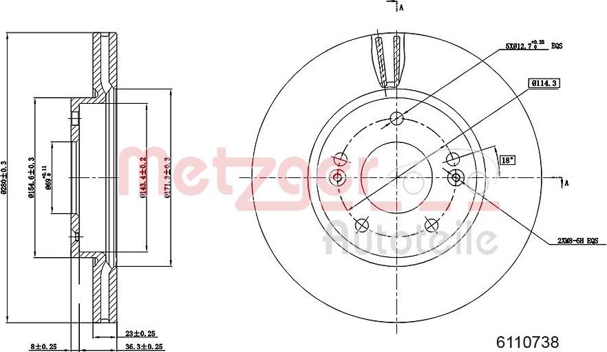 Metzger 6110738 - Спирачен диск vvparts.bg