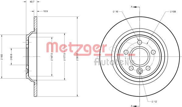 Metzger 6110728 - Спирачен диск vvparts.bg