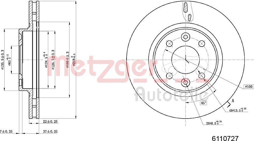 Metzger 6110727 - Спирачен диск vvparts.bg