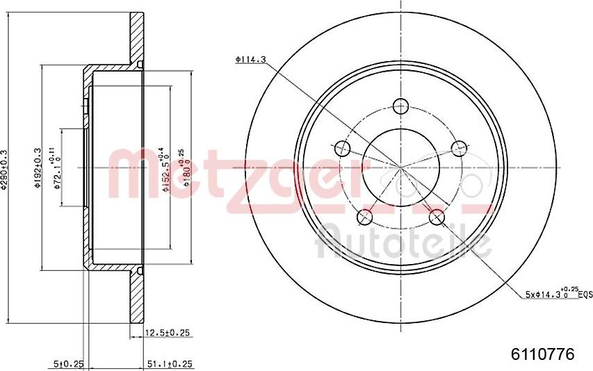 Metzger 6110776 - Спирачен диск vvparts.bg