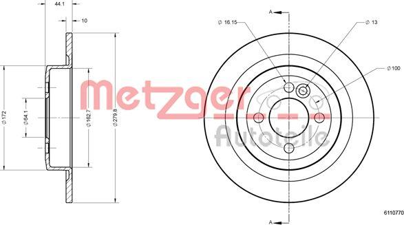 Metzger 6110770 - Спирачен диск vvparts.bg