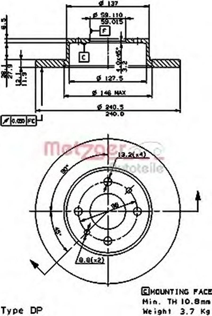 Metzger 14120E - Спирачен диск vvparts.bg