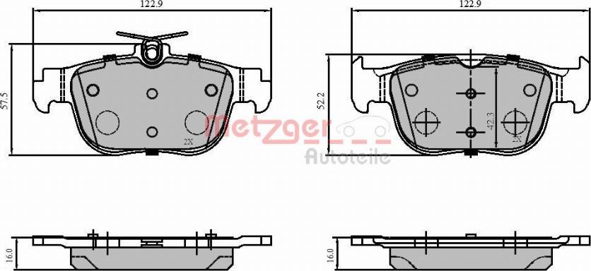 Metzger 1170960 - Комплект спирачно феродо, дискови спирачки vvparts.bg