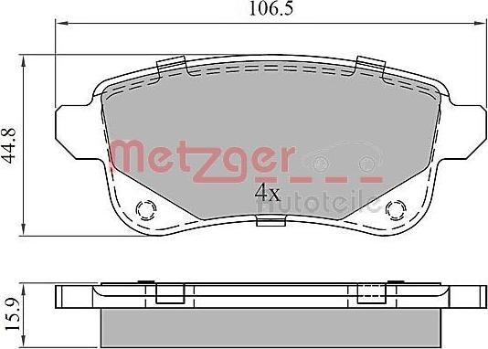 Metzger 1170909 - Комплект спирачно феродо, дискови спирачки vvparts.bg