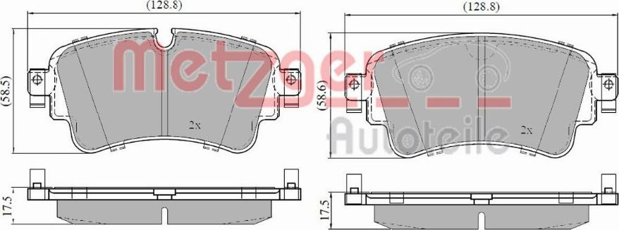 Metzger 1170904 - Комплект спирачно феродо, дискови спирачки vvparts.bg