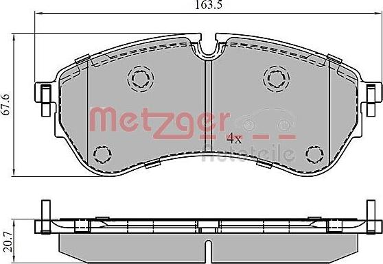 Metzger 1170906 - Комплект спирачно феродо, дискови спирачки vvparts.bg