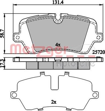 Metzger 1170902 - Комплект спирачно феродо, дискови спирачки vvparts.bg