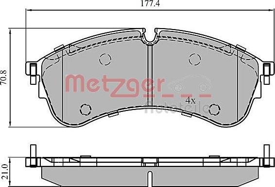 Metzger 1170907 - Комплект спирачно феродо, дискови спирачки vvparts.bg