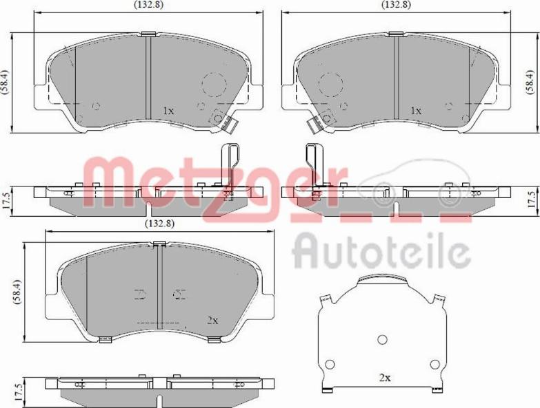 Metzger 1170918 - Комплект спирачно феродо, дискови спирачки vvparts.bg