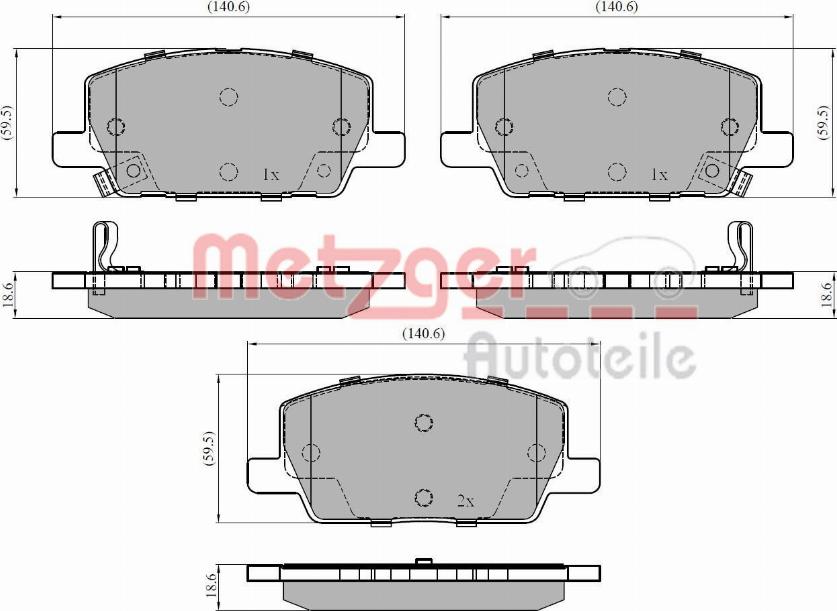 Metzger 1170924 - Комплект спирачно феродо, дискови спирачки vvparts.bg