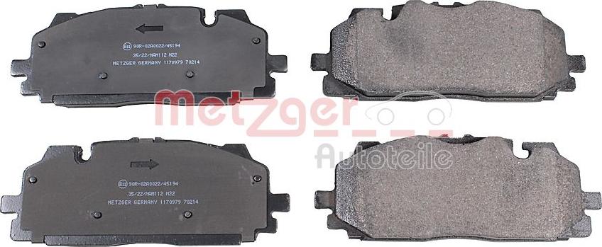 Metzger 1170979 - Комплект спирачно феродо, дискови спирачки vvparts.bg