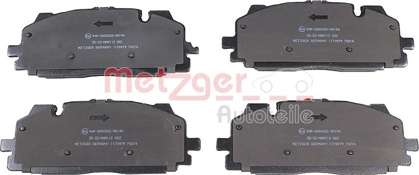 Metzger 1170979 - Комплект спирачно феродо, дискови спирачки vvparts.bg