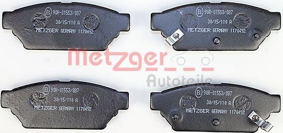 Metzger 1170492 - Комплект спирачно феродо, дискови спирачки vvparts.bg