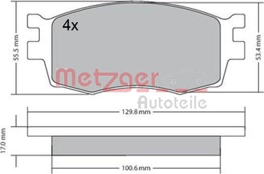 Metzger 1170441 - Комплект спирачно феродо, дискови спирачки vvparts.bg