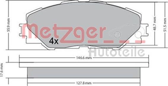 Metzger 1170443 - Комплект спирачно феродо, дискови спирачки vvparts.bg