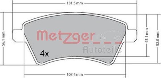 Metzger 1170442 - Комплект спирачно феродо, дискови спирачки vvparts.bg