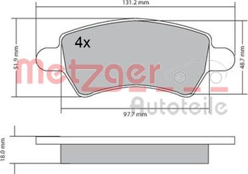 Metzger 1170458 - Комплект спирачно феродо, дискови спирачки vvparts.bg