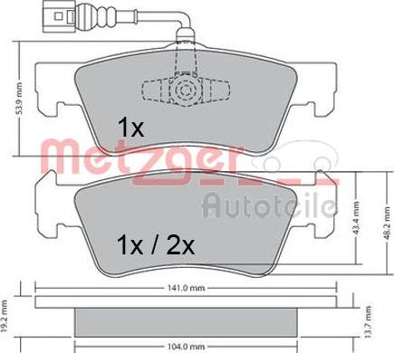 Metzger 1170465 - Комплект спирачно феродо, дискови спирачки vvparts.bg