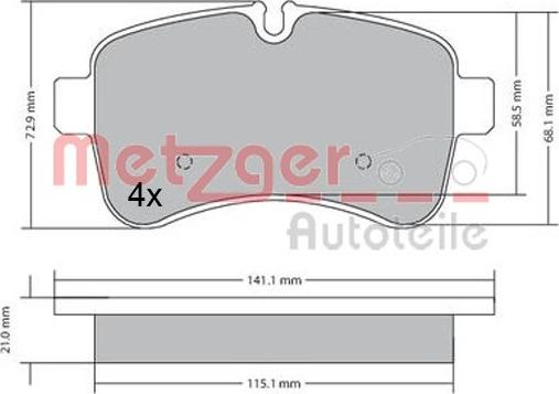 Metzger 1170466 - Комплект спирачно феродо, дискови спирачки vvparts.bg