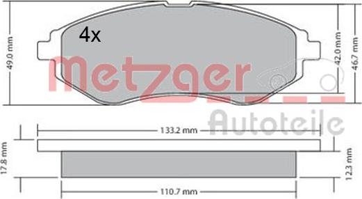 Metzger 1170404 - Комплект спирачно феродо, дискови спирачки vvparts.bg