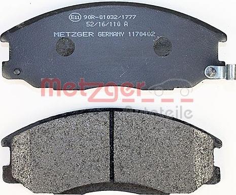 Metzger 1170402 - Комплект спирачно феродо, дискови спирачки vvparts.bg