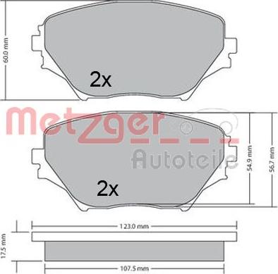 Metzger 1170418 - Комплект спирачно феродо, дискови спирачки vvparts.bg