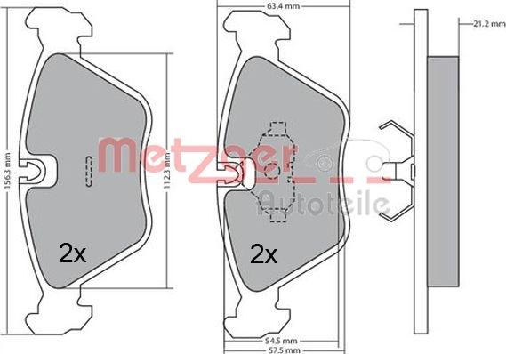 Metzger 1170489 - Комплект спирачно феродо, дискови спирачки vvparts.bg