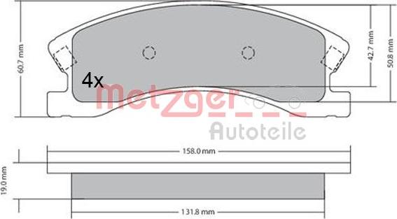 Metzger 1170439 - Комплект спирачно феродо, дискови спирачки vvparts.bg