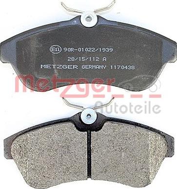Metzger 1170438 - Комплект спирачно феродо, дискови спирачки vvparts.bg