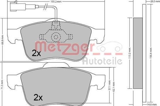 Metzger 1170424 - Комплект спирачно феродо, дискови спирачки vvparts.bg