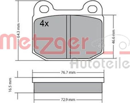 Metzger 1170425 - Комплект спирачно феродо, дискови спирачки vvparts.bg