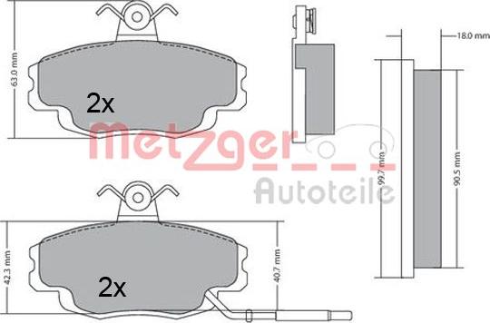 Metzger 1170427 - Комплект спирачно феродо, дискови спирачки vvparts.bg