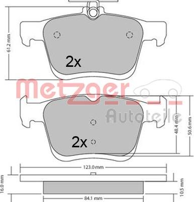 Metzger 1170470 - Комплект спирачно феродо, дискови спирачки vvparts.bg