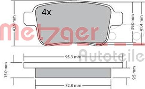 Metzger 1170471 - Комплект спирачно феродо, дискови спирачки vvparts.bg