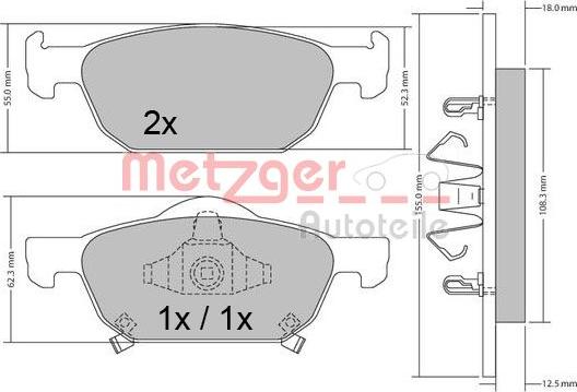 Metzger 1170594 - Комплект спирачно феродо, дискови спирачки vvparts.bg