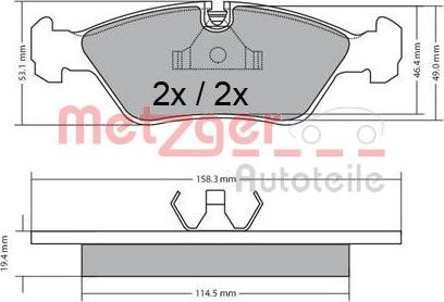 Metzger 1170597 - Комплект спирачно феродо, дискови спирачки vvparts.bg