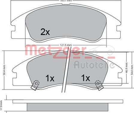 Metzger 1170540 - Комплект спирачно феродо, дискови спирачки vvparts.bg