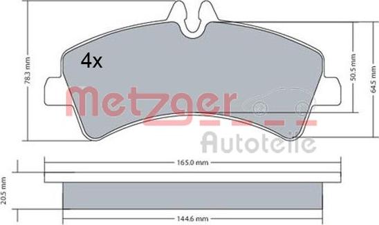 Metzger 1170543 - Комплект спирачно феродо, дискови спирачки vvparts.bg