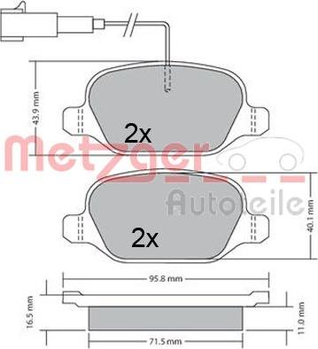 Metzger 1170555 - Комплект спирачно феродо, дискови спирачки vvparts.bg